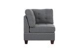 Living Room Furniture Tufted Corner Wedge Grey Linen Like Fabric 1pc Cushion Nail heads Wedge Sofa B011119654