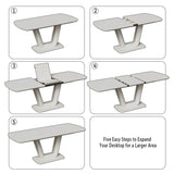 62.99-78.74" grey white dining table, MDF kitchen dining table, and modern industrial style 98437777