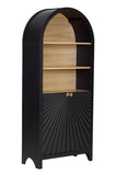 61" Tall Arched Cabinets,Bookcase with storage,Mid-Century Modern 5-Tier Bookshelf with Door,Black W3123P333693