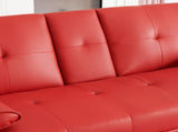 67-inch Red Leather Multifunctional Double Folding Sofa Bed with Coffee Table for Office Use W6295P549835