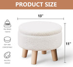 ZUN Storage Ottoman, Modern Round Footrest with Soft Padded Seat, Teddy Velvet Footstool with Wood Legs, 27446847