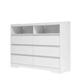 6 Drawer Dresser, White Dresser for Bedroom LED Lights, Modern Dressers & Chests of Drawers 26843851