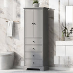 ZUN Storage Cabinet with 2 Doors and 4 Drawers for Bathroom, Office, Adjustable Shelf, MDF Board with WF302825AAE