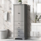 ZUN Storage Cabinet with 2 Doors and 4 Drawers for Bathroom, Office, Adjustable Shelf, MDF Board with WF302825AAE