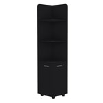 ZUN Malibu 62" Tall Double Door Corner Linen Cabinet with Four Shelves Black B200P240242