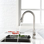 ZUN Single Handle High Arc Pull Out Kitchen Faucet,Single Level Stainless Steel Kitchen Sink Faucets 57490800