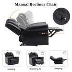 ZUN Home Theater Seating Manual Recliner Chair with Center Console and LED Light Strip for Living Room, WF310727AAB