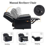 Home Theater Seating Manual Recliner Loveseat with Hide-Away Storage, Cup Holders and LED Light WF310726AAB