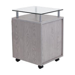 ZUN Rolling File Cabinet with Glass Top, Grey 86505676