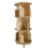 3-Layer Rotating Bookcase 360 Rotating Display Rack Pine Wood Rotating Bookshelf 17708512