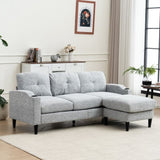 Convertible Combination Sofa Sofa L-Shaped Sofa with Footstools with Storage, WhiteBlack Sofa for W2012P253014