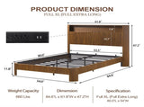 Full Extra Long Size bed frame with storage headboard, built-in charging station, wavy 82735550
