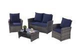 ZUN 4 Pieces Outdoor Patio Furniture Sets Garden Rattan Chair Wicker Set, Poolside Lawn Chairs with W874P146983