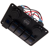 Quality 5 Gang On-Off LED Waterproof Circuit Rocker Toggle Switch Panel 2USB 26908959