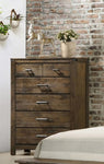 ZUN 1pc Rustic Industrial Style Brown Five Drawer Chest Bedroom Solid Wood Wooden Furniture B011P234683