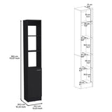 ZUN Linen Cabinet, 1 Door, 6 Shelves, Black B097P199754