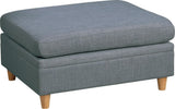 Living Room Furniture Ottoman Steel Color Dorris Fabric 1pc Cushion ottomans Wooden Legs Deco B01147403