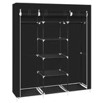 ZUN 69" Portable Clothes Closet Non-Woven Fabric Wardrobe Double Rod Storage Organizer Black 23382400