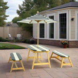 Naturally Playful Kids Picnic Table with Umbrella, Indoor/Outdoor Toys-Dark Blue W495P316196