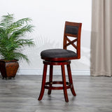 30" Bar Height X-Back Swivel Stool, Stool, Cherry Finish, Charcoal Fabric Seat B04660711