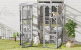 Outdoor Cat House, DIY Cat Enclosure, Cat Catio with Double Enter Doors, 62.8"L x 32.2"W x68.5"H N719P283198E