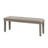 ZUN Fabric Upholstered Seat 1pc Bench Wire Brushed Light Gray Finish Wooden Frame Dining Room Furniture B011104624