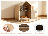 Natural & White Hidden Cat Litter Box Furniture, Elevated Cat Lounge Top Enclosed Cat Washroom 77964304