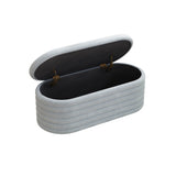 Storage Chenille Ottoman Bench Upholstered Fabric Storage Bench End of Bed Stool with Safety Hinge W2336P251244