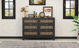 Rustic Farmhouse Style Wooden Dresser with 6 Drawers, Storage Cabinet for Bedroom with Metal WF530908AAB