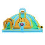 ZUN Inflatable castle for children with inflator 450W, slide, jump area, climbing wall, 395 x 350 x 260 48941692