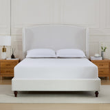 ZUN Windsor Tall 54" Headboard Upholstered Wingback Bed Size King / Premium Cream White Chenille / B083P235531