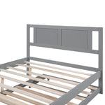 ZUN Full Size Platform Bed with Adjustable Trundle,Gray 29026738