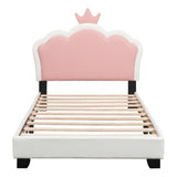 Twin size Upholstered Princess Bed With Crown Headboard,Twin Size Platform Bed with Headboard and N733P180807K