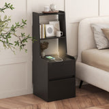 Nightstand with Charging Station, Smart Nightstand with Night Light, Modern Night Stand with W1321P151791
