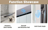56-60" W 72" H Tempered Glass with Explosion Proof Film, Aluminum Frame Double Sliding Shower Door, W1675P288871