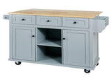 Kitchen Cart with Rubber wood Drop-Leaf Countertop ,Cabinet door internal storage racks,Kitchen 24138755
