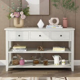 Console Table with Wood Frame and Legs, Sofa Table Entryway Table with 3 Drawers and 2 Open Shelves 19496319