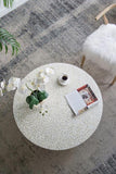 35x35x16" Unique Cream Capiz Coffee Table with Gold Pedestal Base W2078P154260