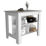 ZUN Brooklyn Kitchen Island, Three Concealed Shelves B128P148880