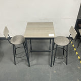 ZUN Bar Table Set with 2 Bar stools PU Soft seat with backrest, Grey, 23.62'' W x 23.62'' D x 35.43'' H W1162104644