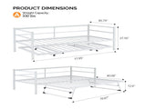 White Twin Size Metal Sofa Bed - Convertible Daybed with Pull-Out Trundle , Multi-Functional for 56157285