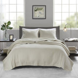 3 Piece Quilt Set Cream Full/Queen B035129045