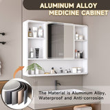 Aluminium Medicine Cabinet Mirror, 35 x 28 Inches Medicine Cabinet with 3 Colors LED Light and W2700P269439