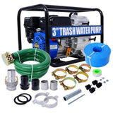 ZUN Trash Pump 3 inch, 209cc 7HP 4 stroke OHV ENGINE, Gas Powered Full Trash Water Pump 50 ft Discharge W465134909