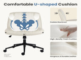 PU leather Armless Office Chair Criss Cross Legged Chair with Wheels, Beige 83019500