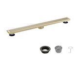 28 Inch Linear Shower Drain with Removable Square Patterned Grate, 304 Stainless Steel with Hair 15278953