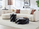 35" Fully Assembled Petal Coffee Table Sculptural Matte Black Fiberglass, Modern Organic Design, W2664P462014