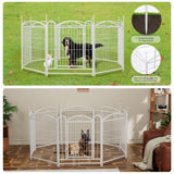 ZUN Dog Playpen Indoor 32 inch 8 Panels Metal Dog Pen Pet Dog Fence Outdoor Exercise Pen with Doors, W368P234001