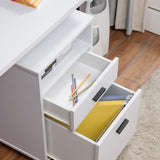 ZUN White Mobile File Cabinet, Home/Work Cabinet with Two Drawers B107130818