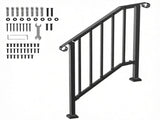 2-3 Step Outdoor Stair Handrail Kit, Black Retro Arch Carbon Steel Railing with Installation Kit 97862934